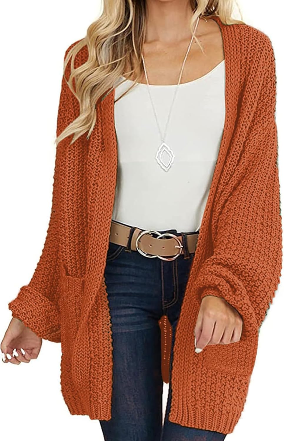MEROKEETY Women's Open Front Chunky Knit Cardigan for Fall