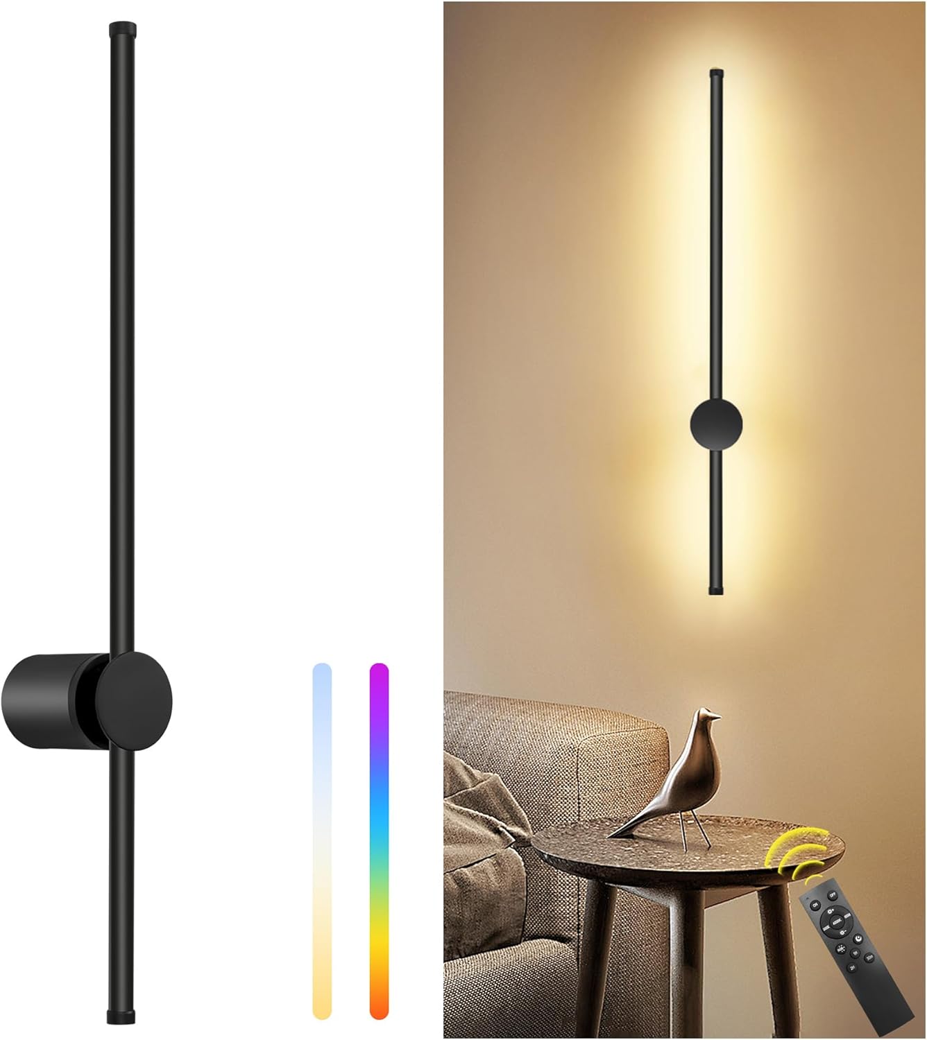 23.6 Inch Battery Operated Wall Sconce with Remote Control