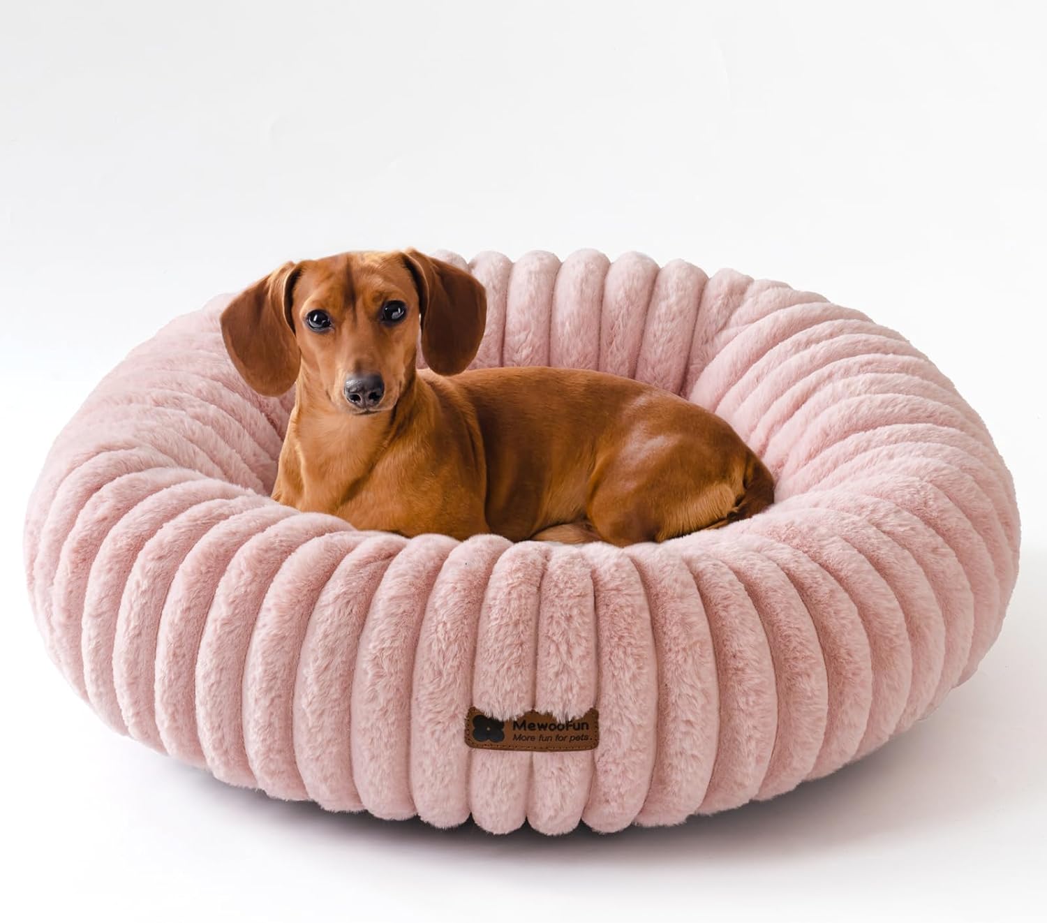MEWOOFUN Donut Dog Bed for Small Dogs - Fluffy Calming Bed