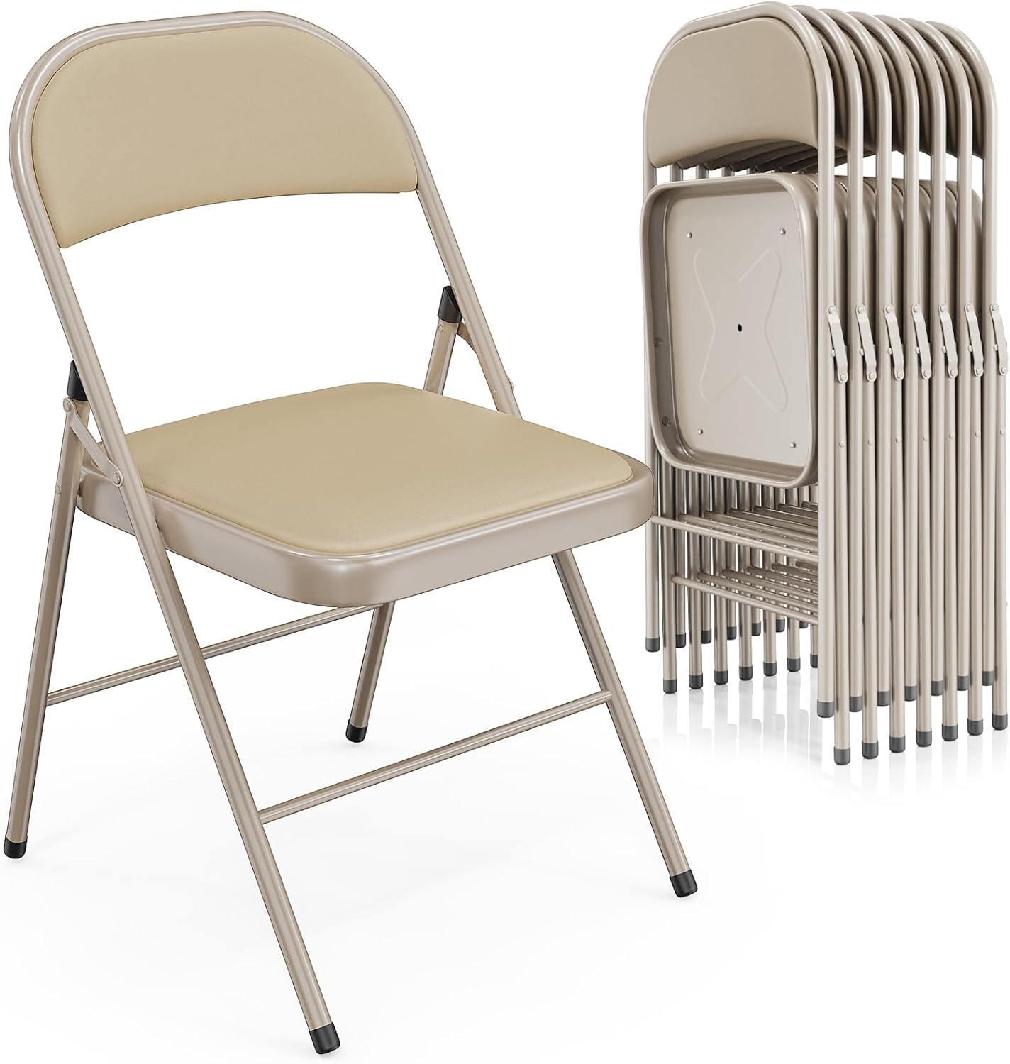 VINGLI Folding Chairs Set of 8 with Padded Seats for Comfort