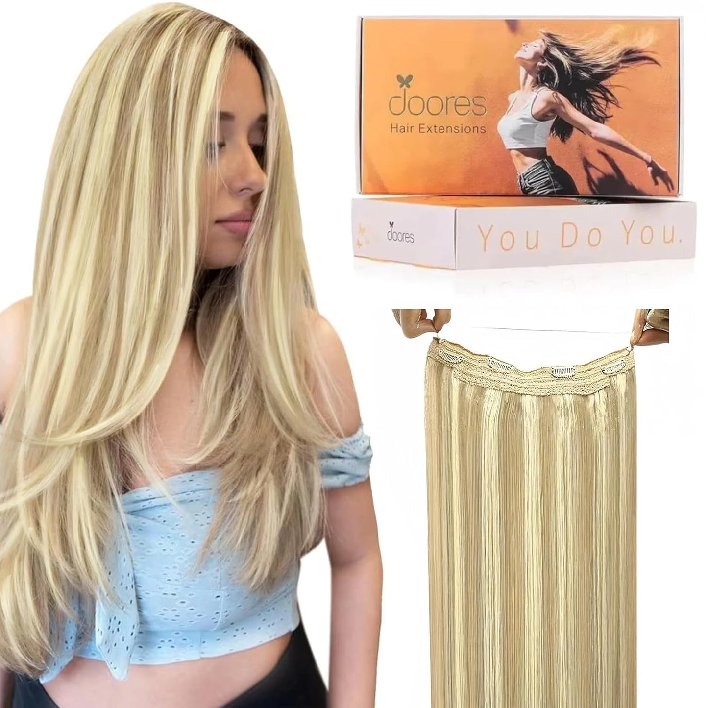 DOORES Wire Hair Extensions 16 Inch for Effortless Volume