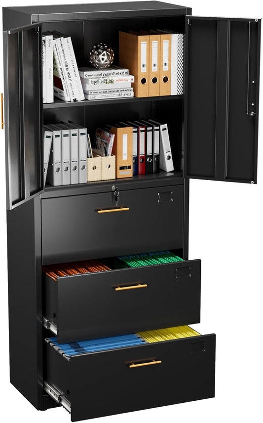 3 Drawer Lateral File Cabinet with Lock for Home and Office