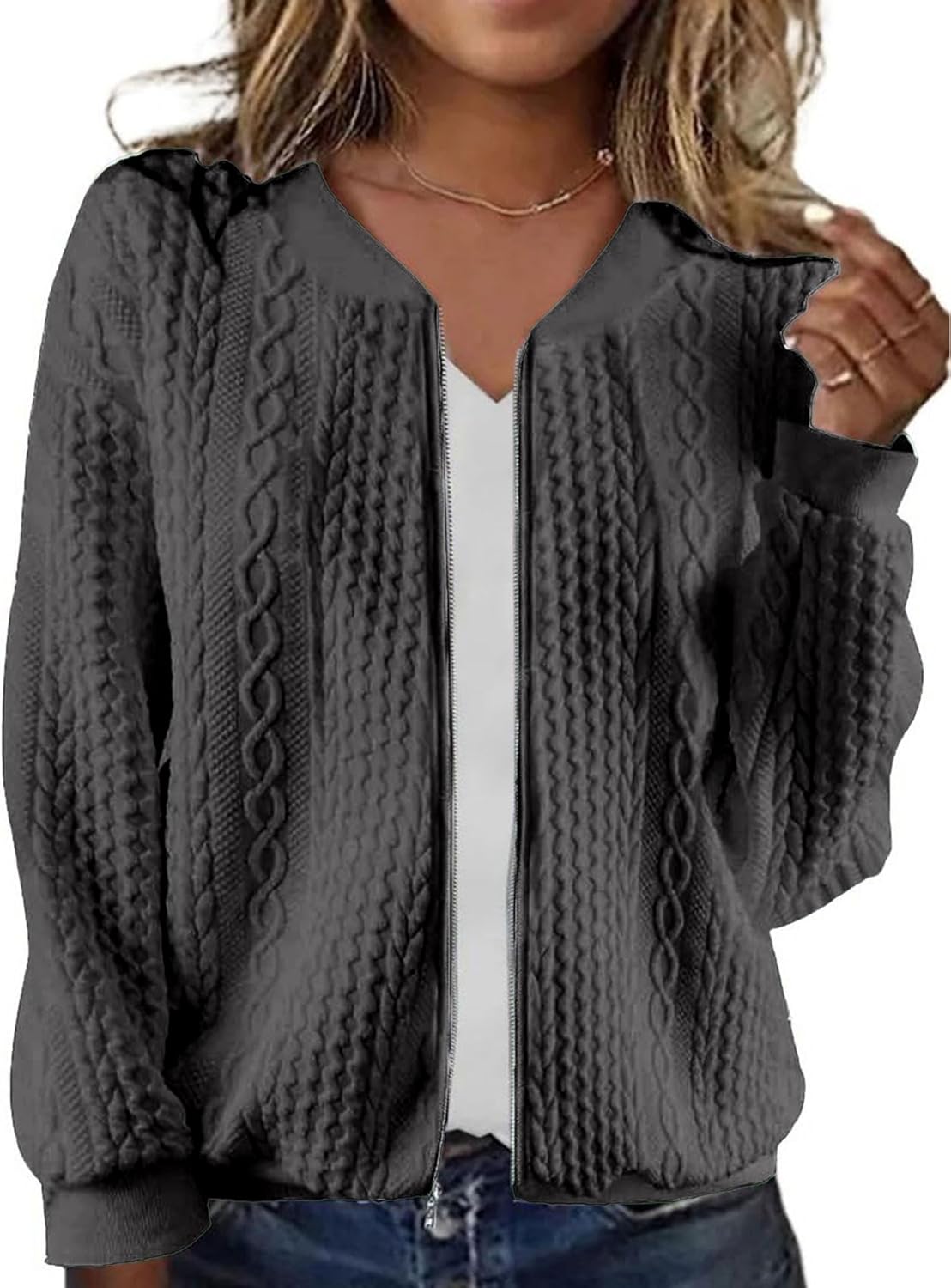 Trendy Zip Up Sweatshirts for Women Casual Outfits Jacket