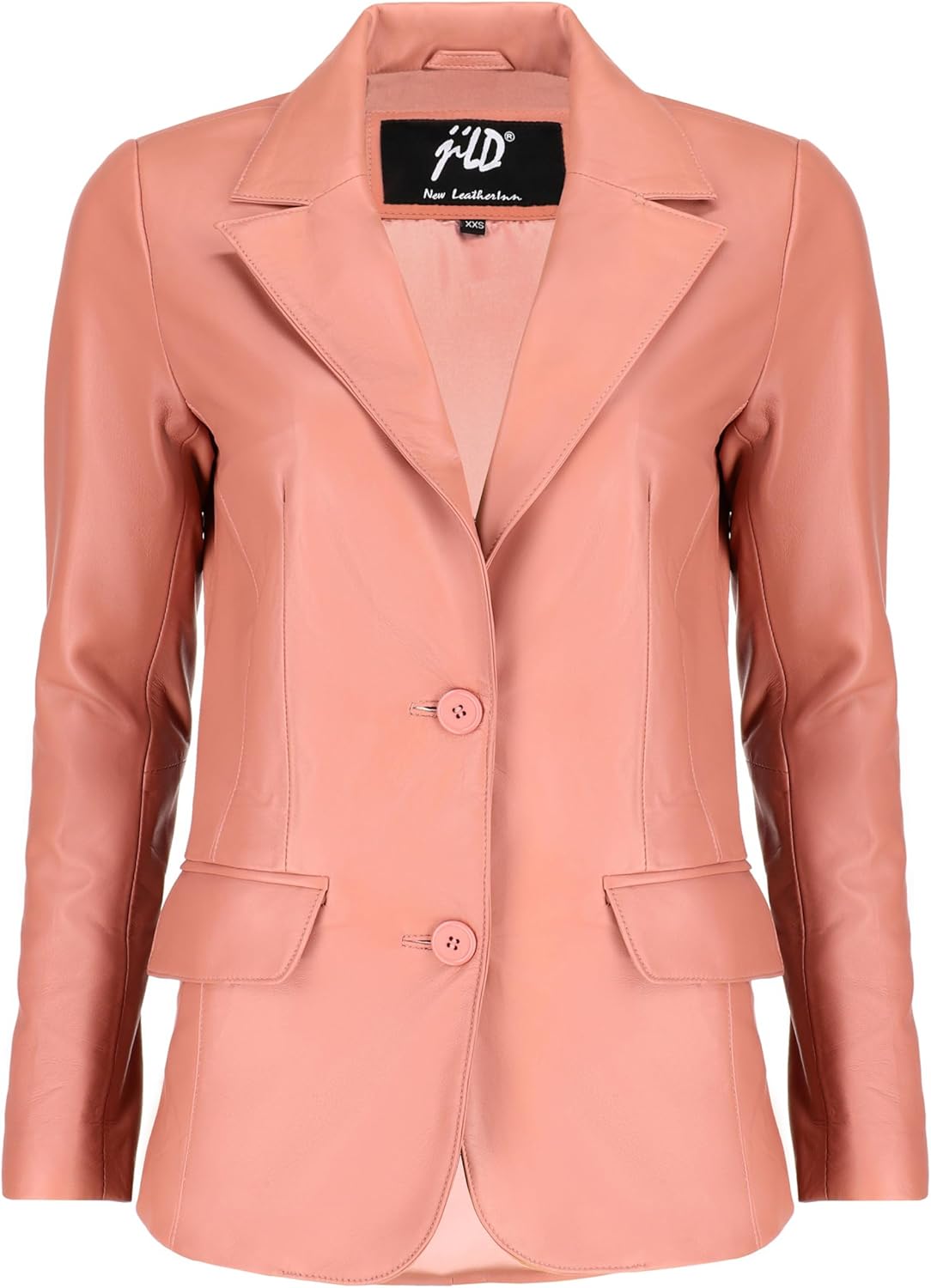 Classic 2-Button Lambskin Leather Blazer for Women - Timeless Style