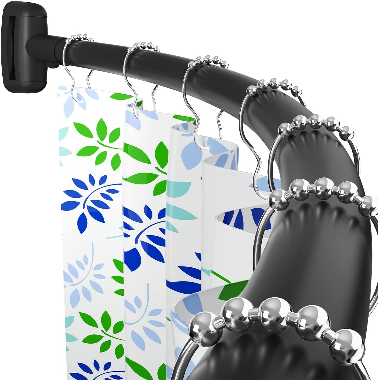 Adjustable Rustproof Curved Shower Rod - No Sway Design! 
