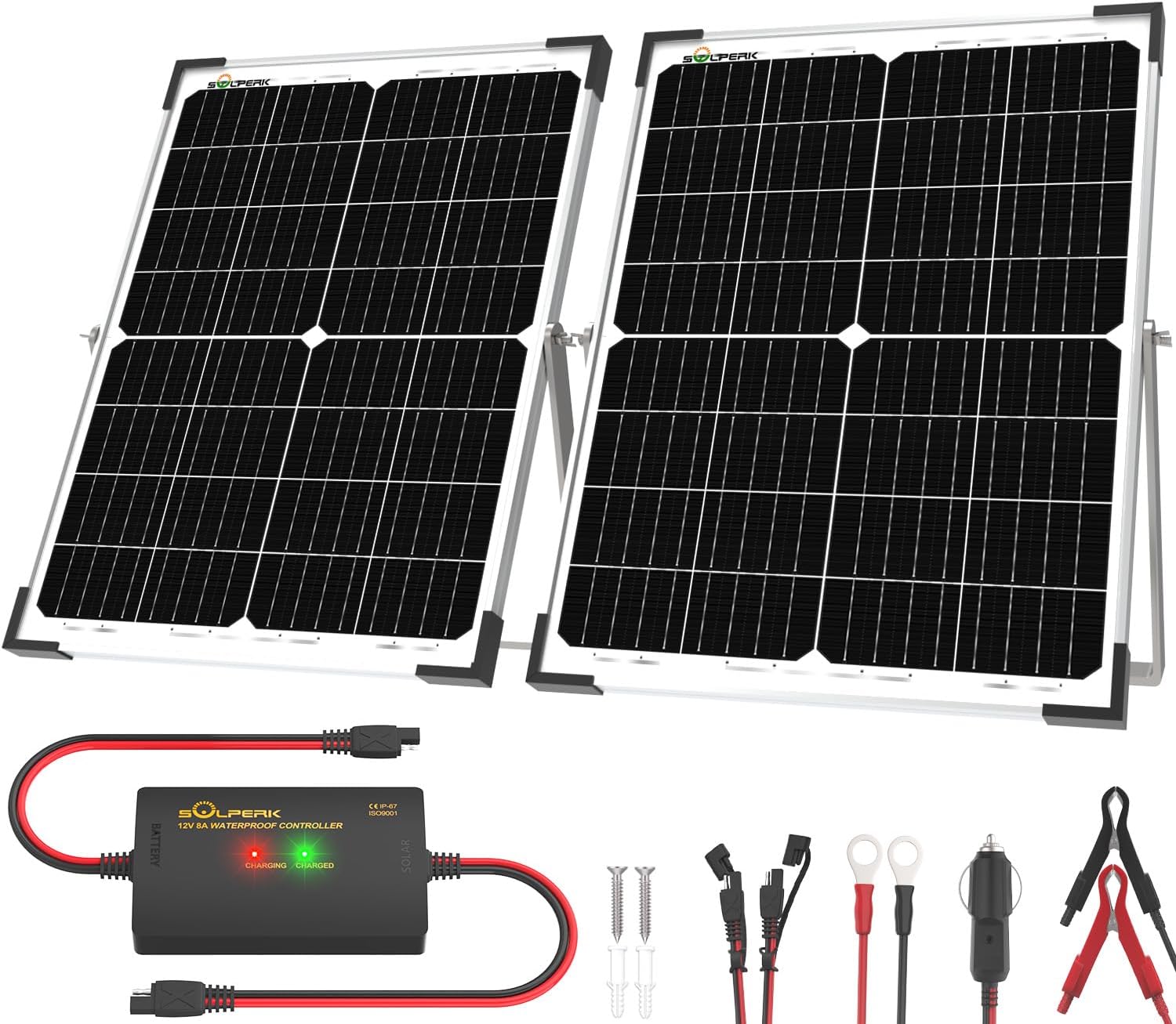 SOLPERK 12V 50W Solar Battery Charger for RV, Car, Boat, Marine