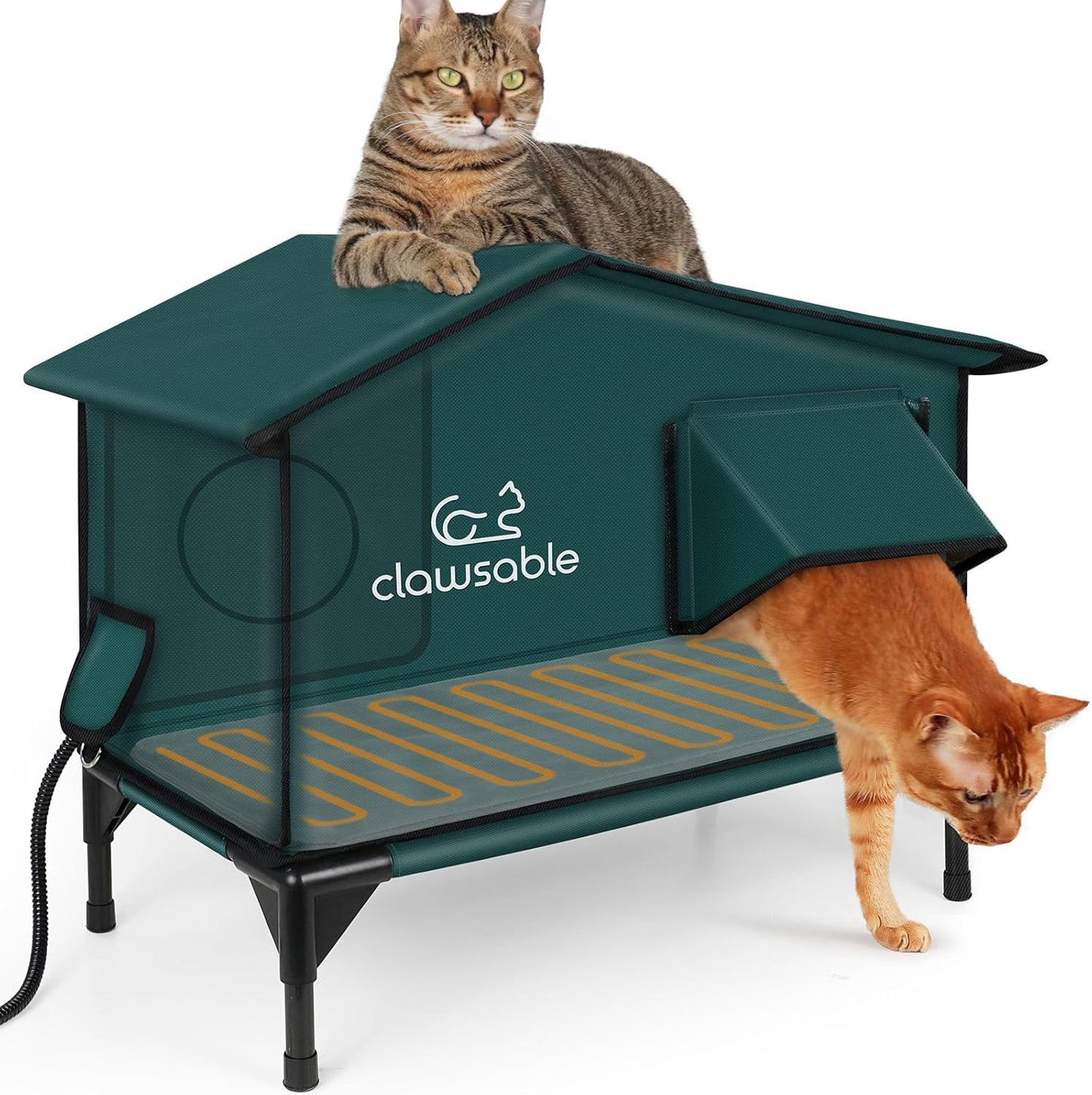 Clawsable Premium Heated Cat House for Winter Outdoor Use