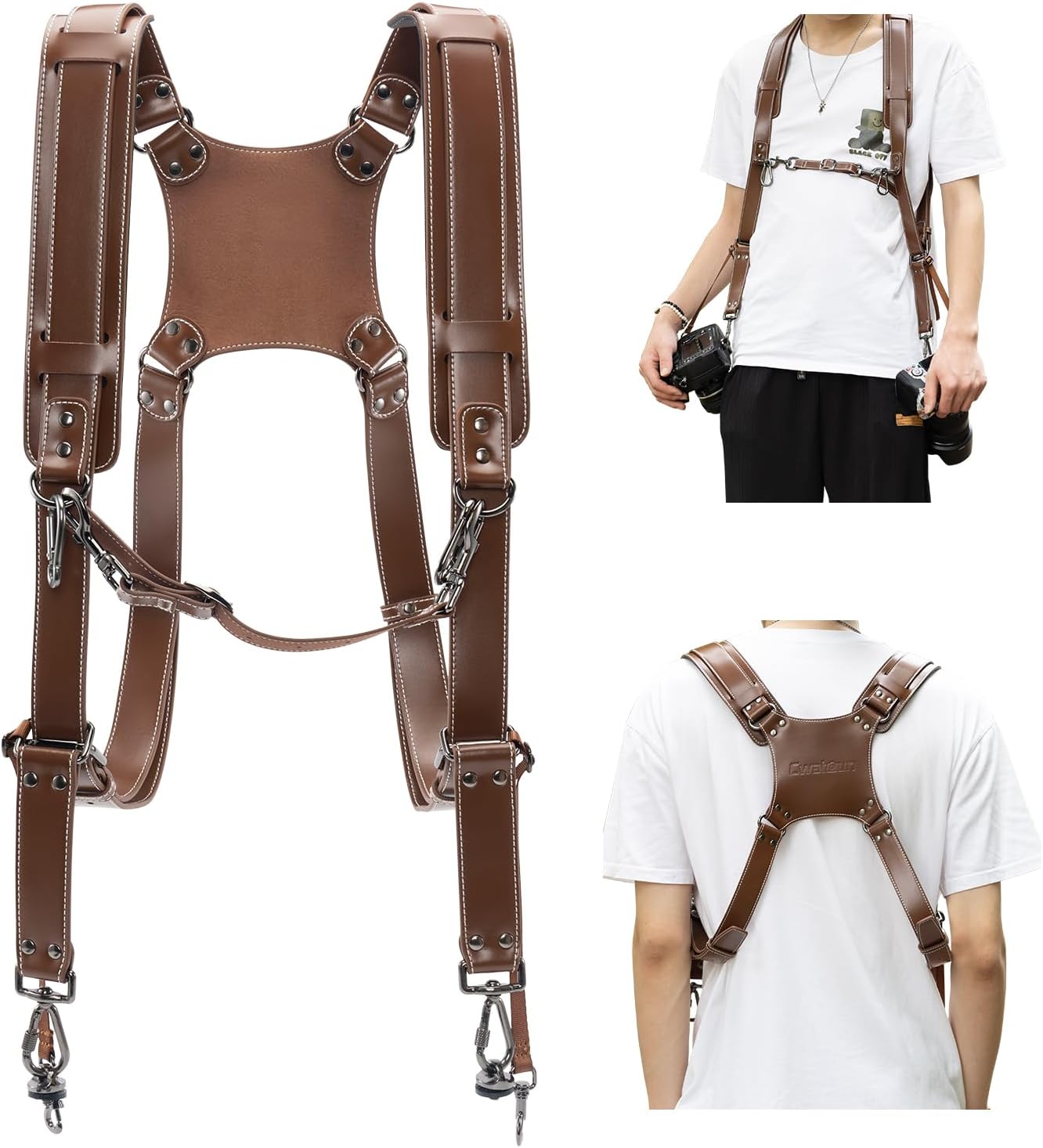 Cwatcun Camera Strap for Dual Camera Neck Shoulder Support