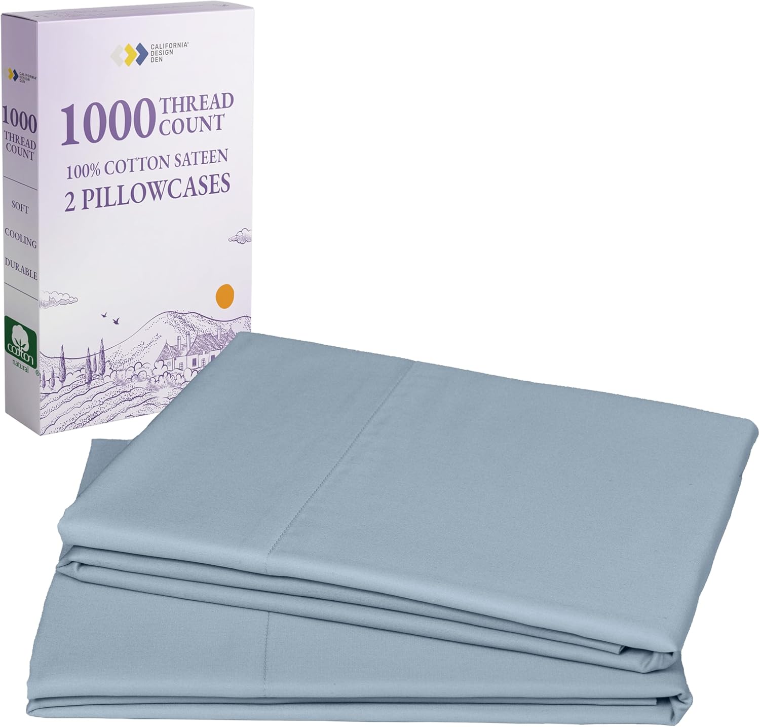 Luxury King Size Pillowcases Set of 2 - 1000 Thread Count Cotton
