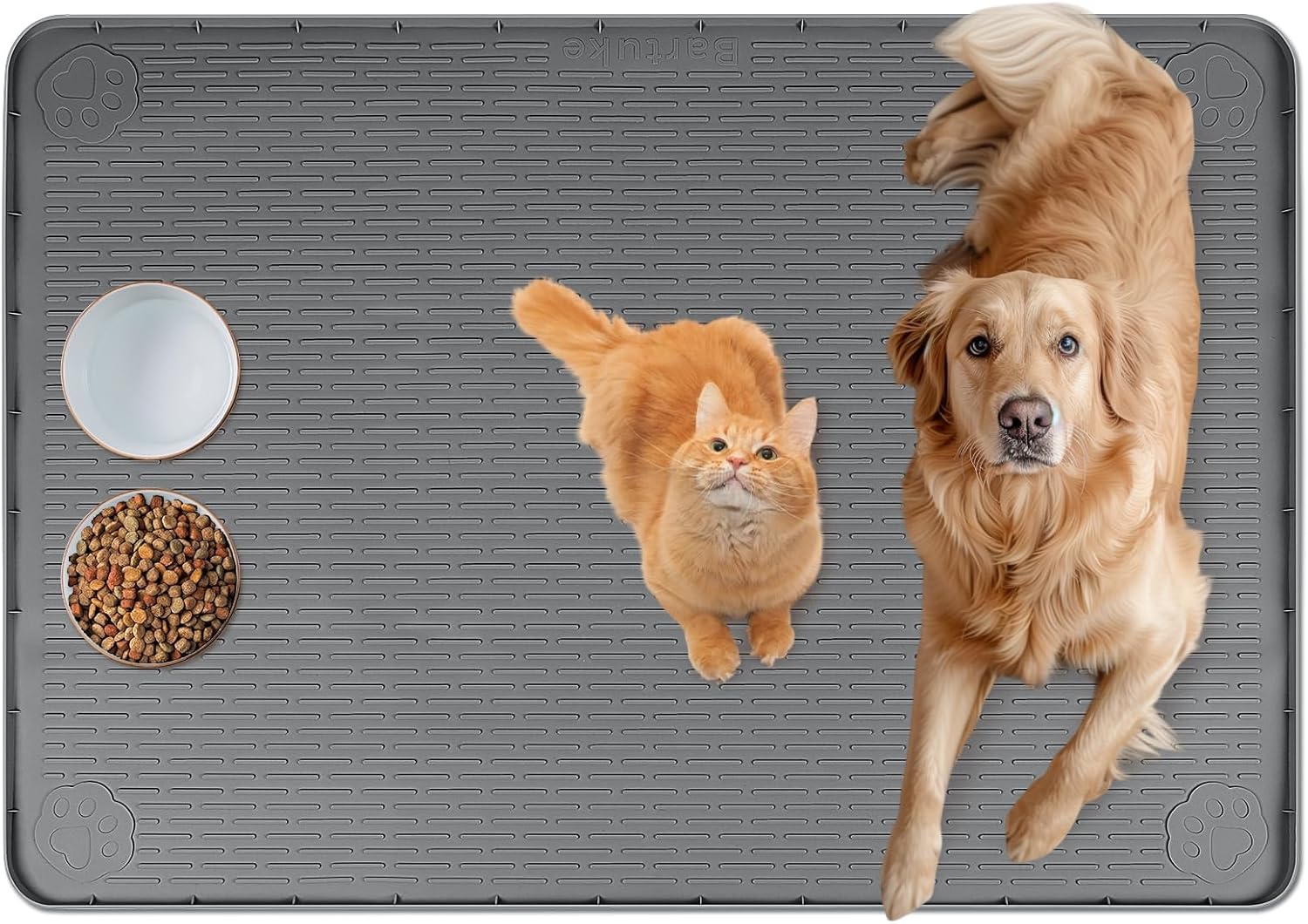 Extra Large Cat Food Mat for Easy Clean and Non-Slip Use