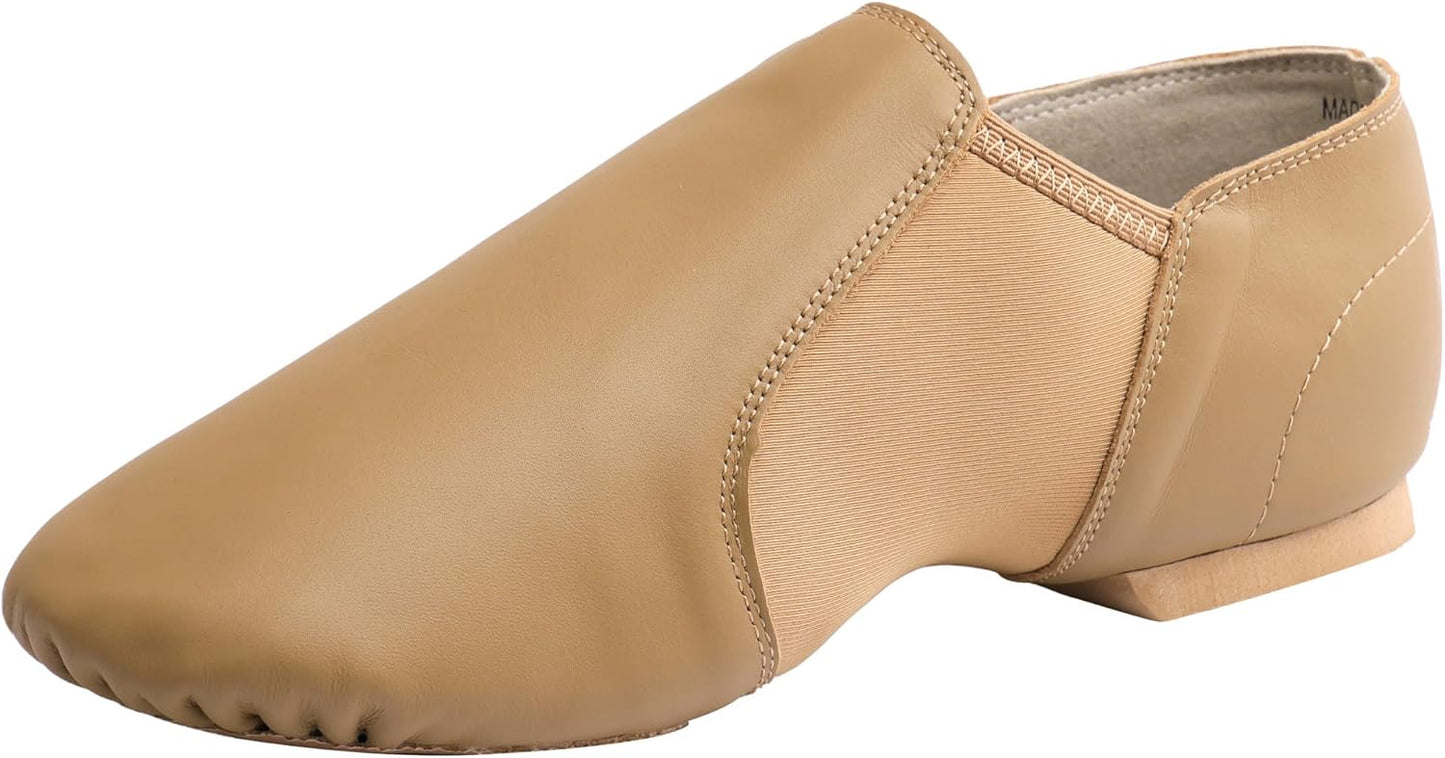 Linodes Unisex Leather Upper Jazz Shoe Slip-on for Dance