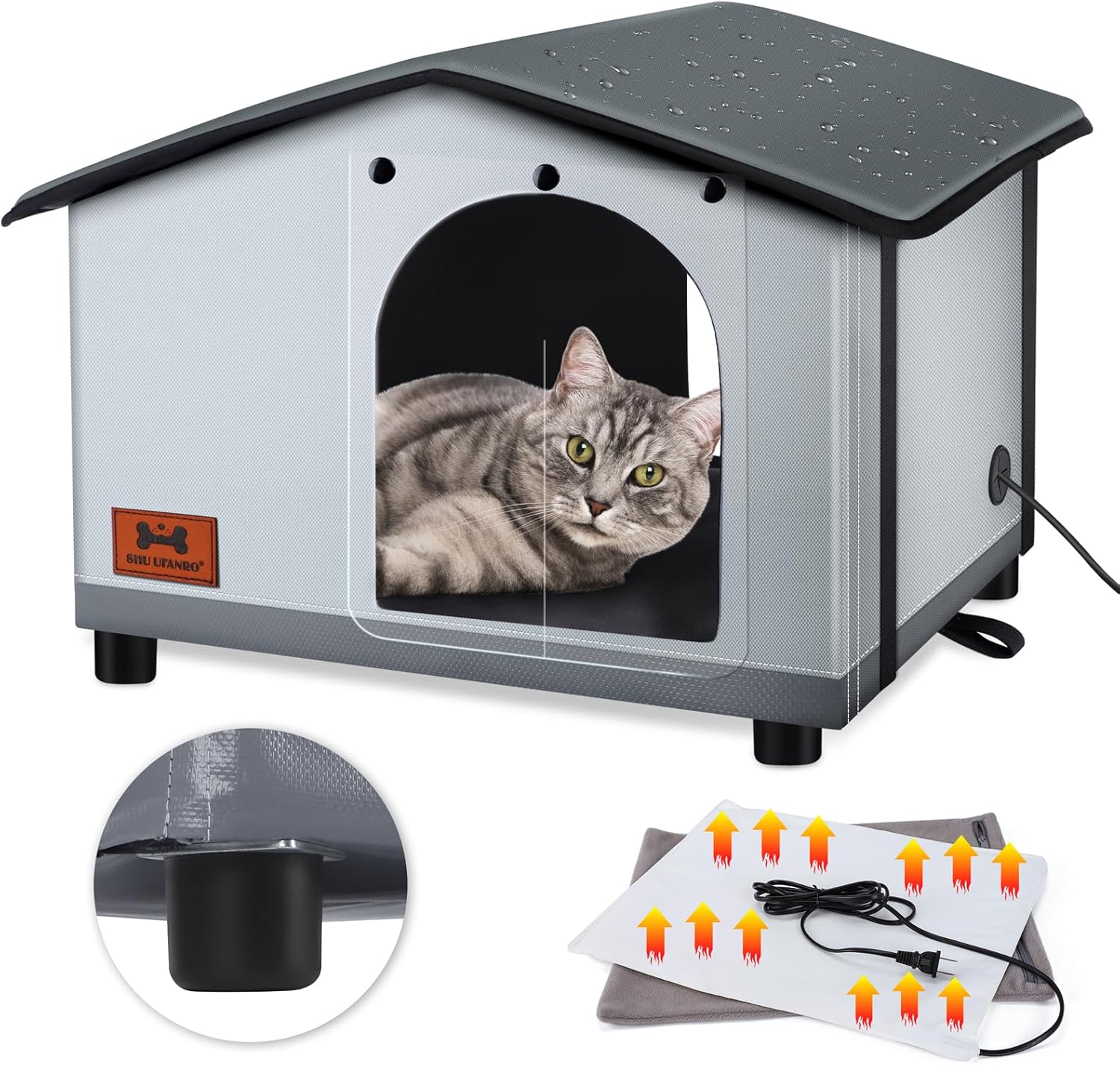 Insulated Heated Cat House for Indoor and Outdoor Use