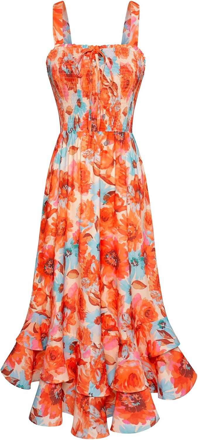 Floral Boho Maxi Dress for Women - Summer Swing Sundress