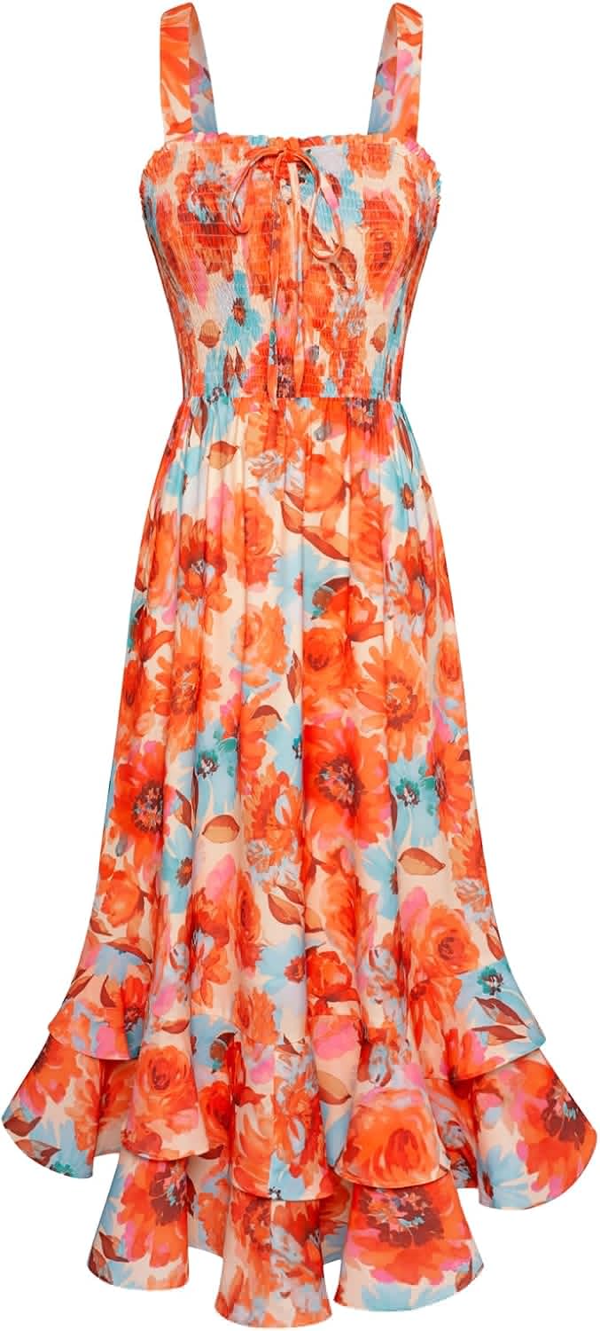 Floral Boho Dress for Women - Summer Maxi Sundress Style
