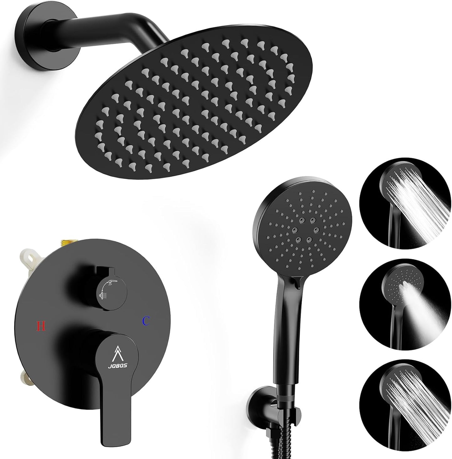 Shower Faucet Set with Rainfall Head and Handheld Features
