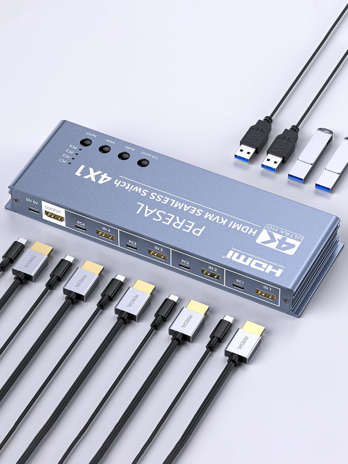 4x1 HDMI KVM Switch with Multi-Viewer for Seamless Control