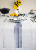 Solino Home Linen Table Runner 14 x 48 in Navy and White - Farmhouse