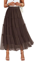 ZESICA Women's Tulle Maxi Skirt: Elegant A-Line Design