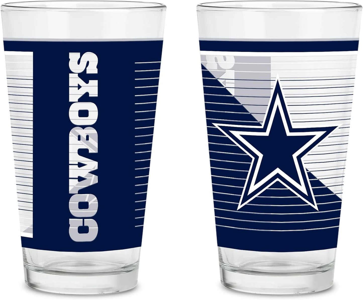 NFL Football Main 16 oz Pint Glasses Set for True Fans