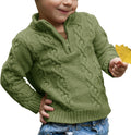 Toddler Boys' Girls' Cable Knit Pullover Sweater Quarter Zipper - Cozy