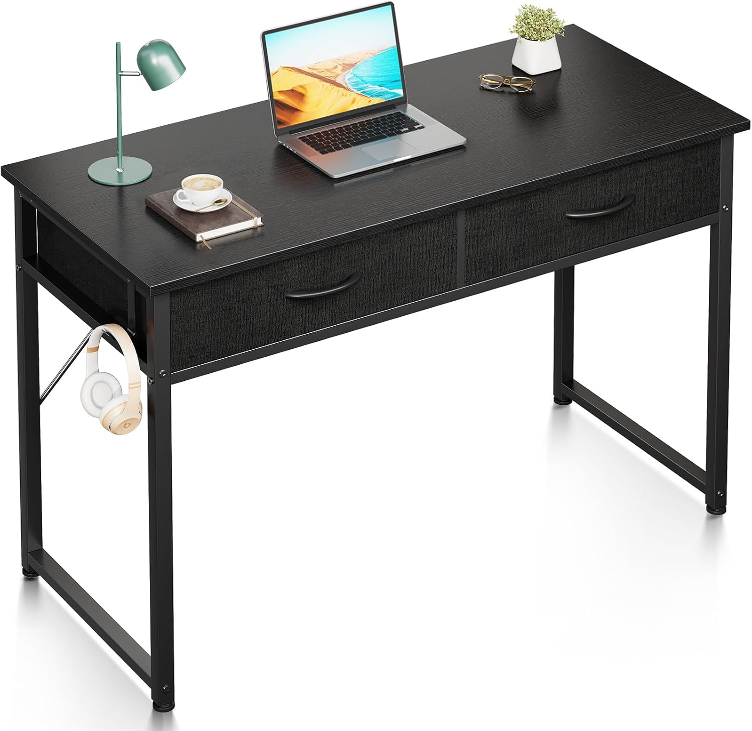 ODK 40 Inch Small Desk with Fabric Drawers for Home Office