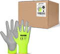 DULFINE Safety Work Gloves PU Coated 60 Pairs Bulk Pack - Hi-Vis Large