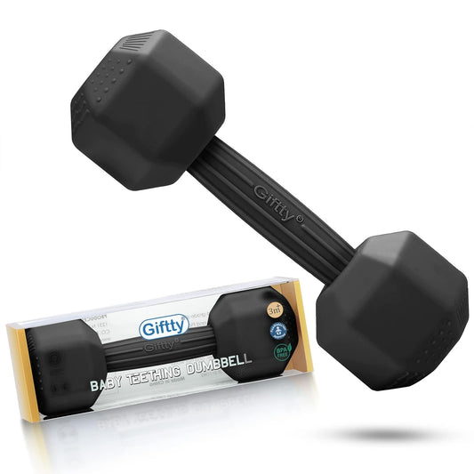 Silicone Baby Dumbbell Teether - Safe Sensory Workout Toy
