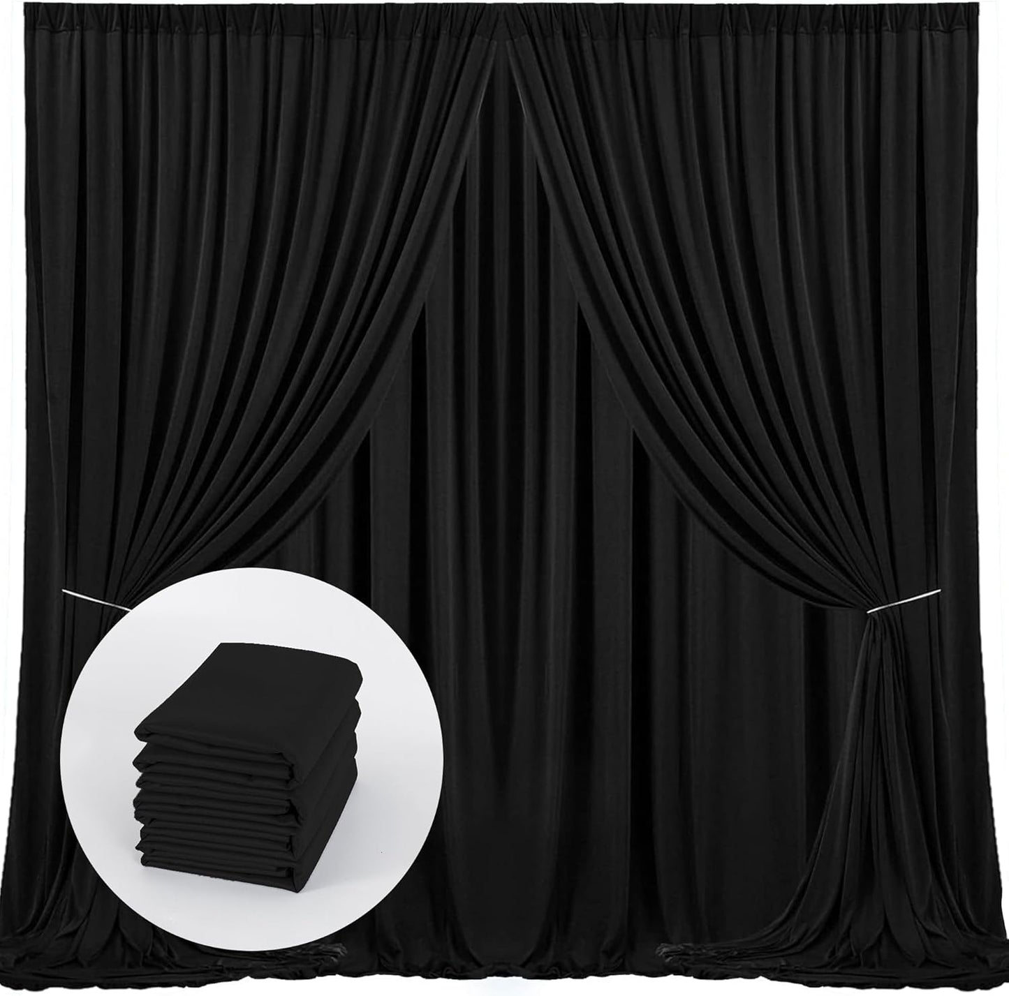 Black Backdrop Curtain for Party Wedding Ceremony - 4 Panels