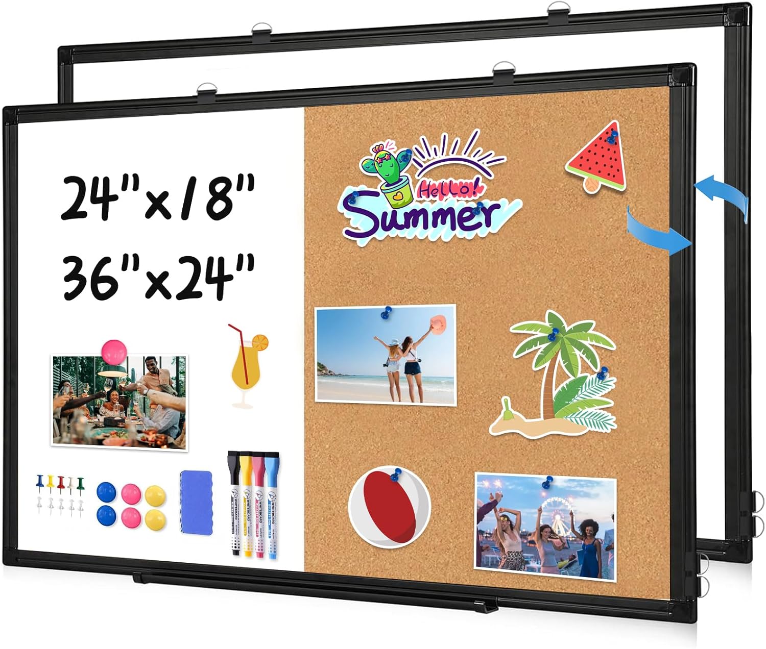 24in x 36in WALGLASS Dry Erase and Bulletin Board Combo