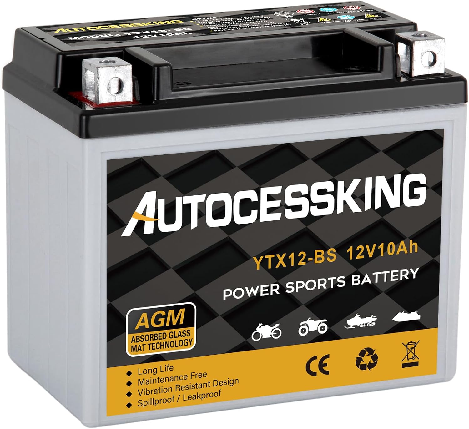 YTX12-BS Motorcycle Battery - Reliable 12V 10Ah Power Source