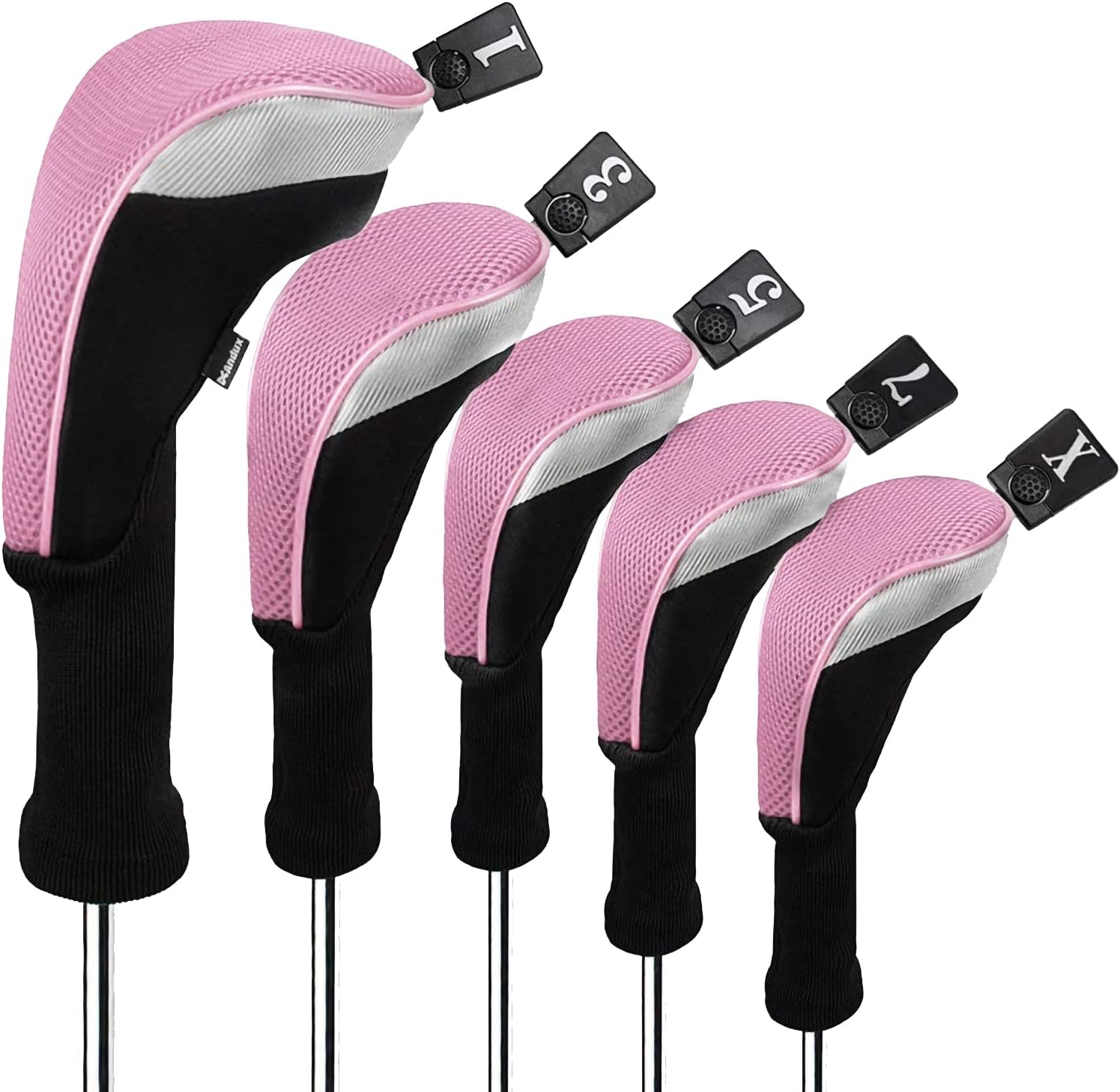 Andux 5pcs Set Mesh Golf Driver Fairway Wood Club Head Covers
