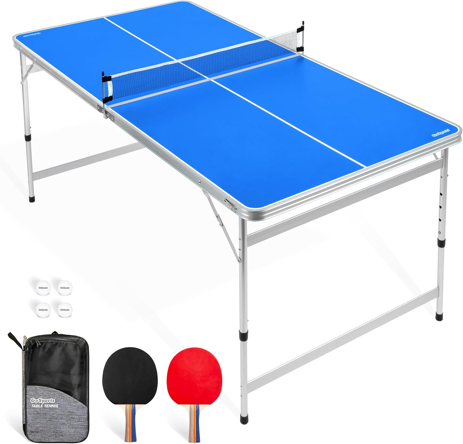 GoSports 6 x 3 ft Mid-Size Table Tennis Table Set - Fun for All