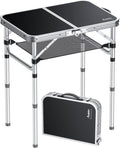 Folding Camping Table 24 x 16 Adjustable Height - Portable Outdoor