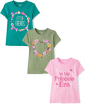 Girls Graphic Short Sleeve T-Shirts 3-Pack - Soft Cotton Basics