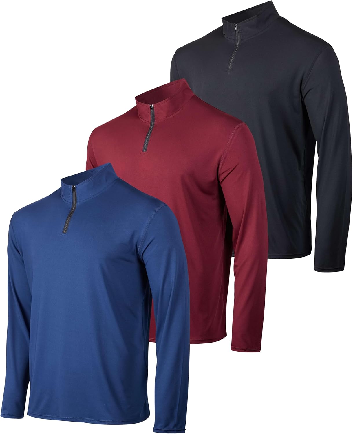 Real Essentials Men's Dry-Fit Active Quarter Zip Pullover 3-Pack