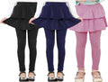 Girls School Uniform Pants with Skirt - Warm Stretchy Leggings 2-14