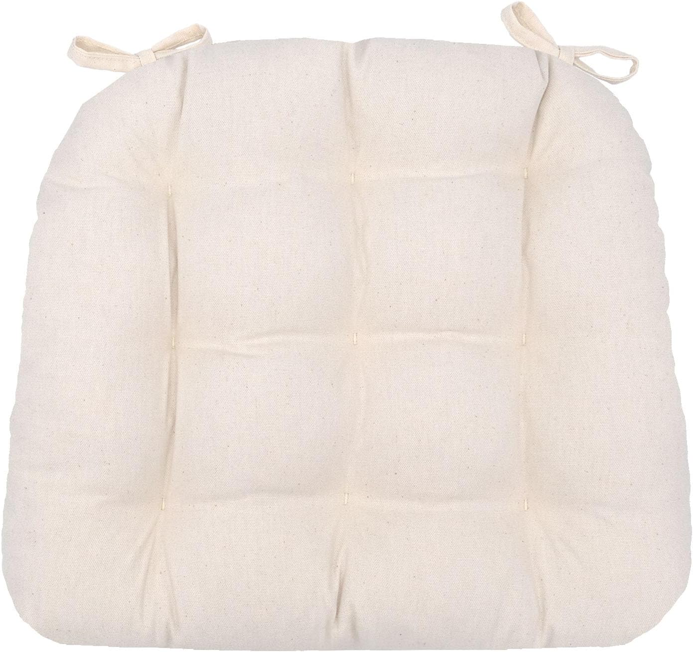 Cotton Duck Natural Dining Chair Pad with Ties for Comfort