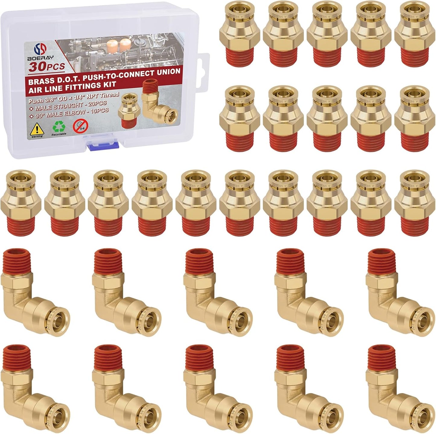 3/8 Quick Push to Connect Fittings for Air Brake Line Kits