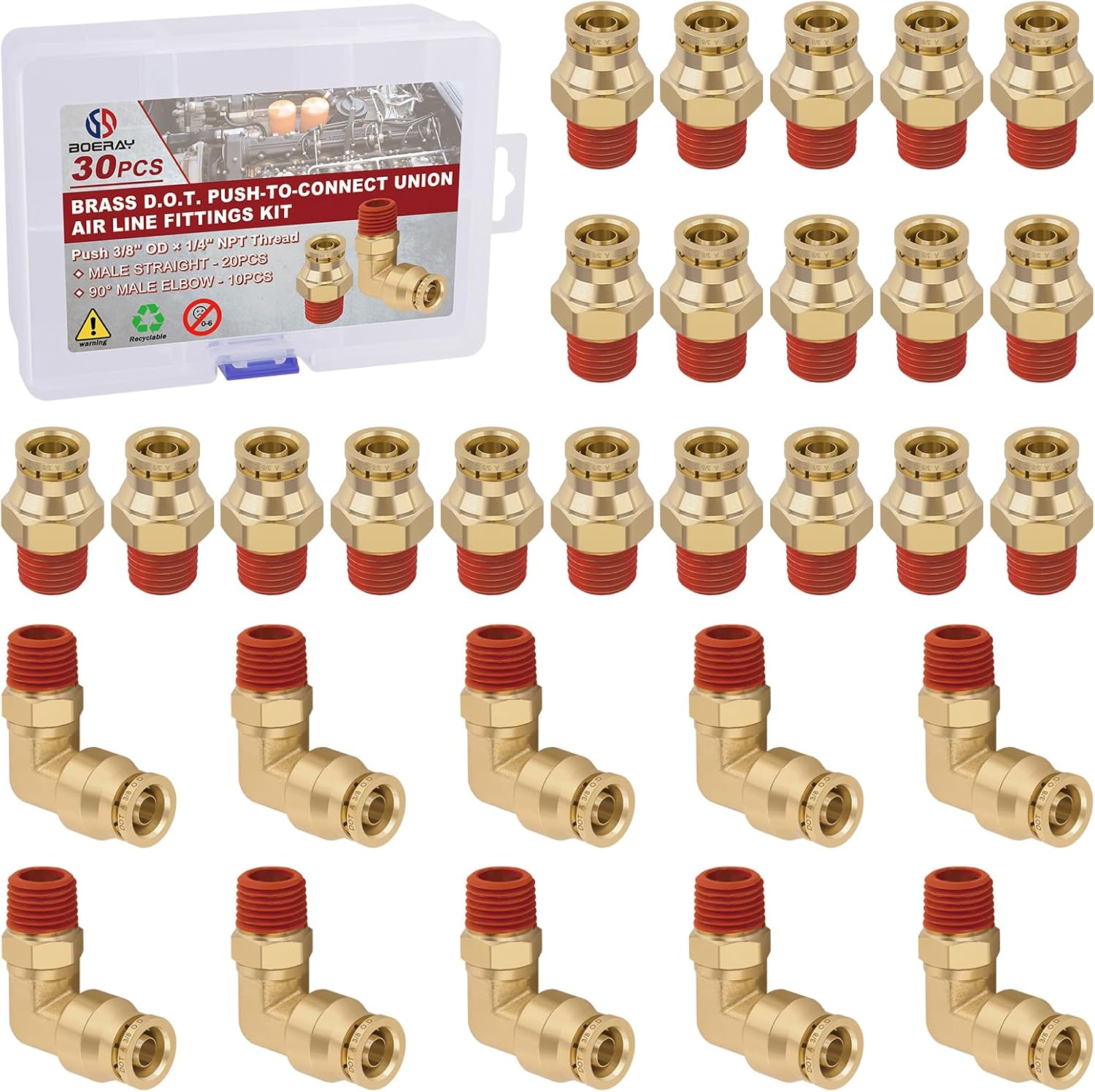 3/8 Quick Push to Connect Fittings for Air Brake Line Kits