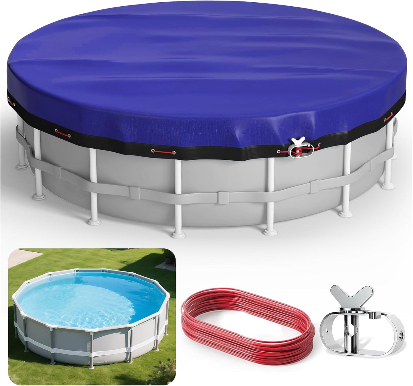 Evoio 15 ft Round Pool Cover for Above Ground Pools - Heavy Duty