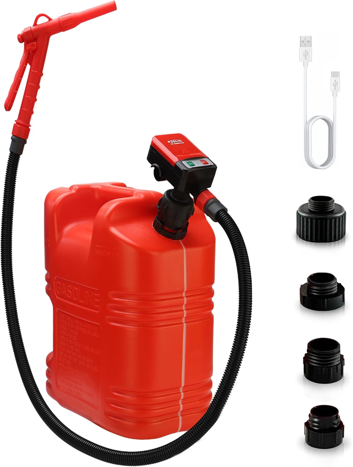 Gas Can Pump - Battery Powered Fuel Transfer Pump with Nozzle