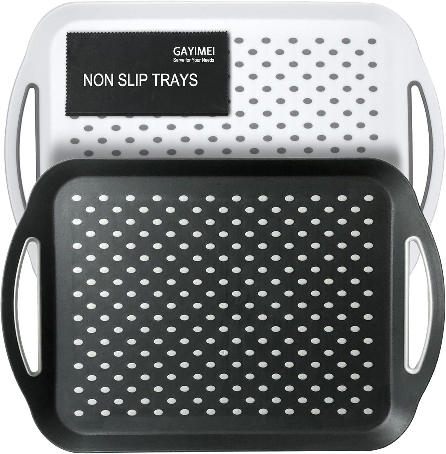 Large Anti-Slip Serving Tray Set for Easy Dining and Snacks