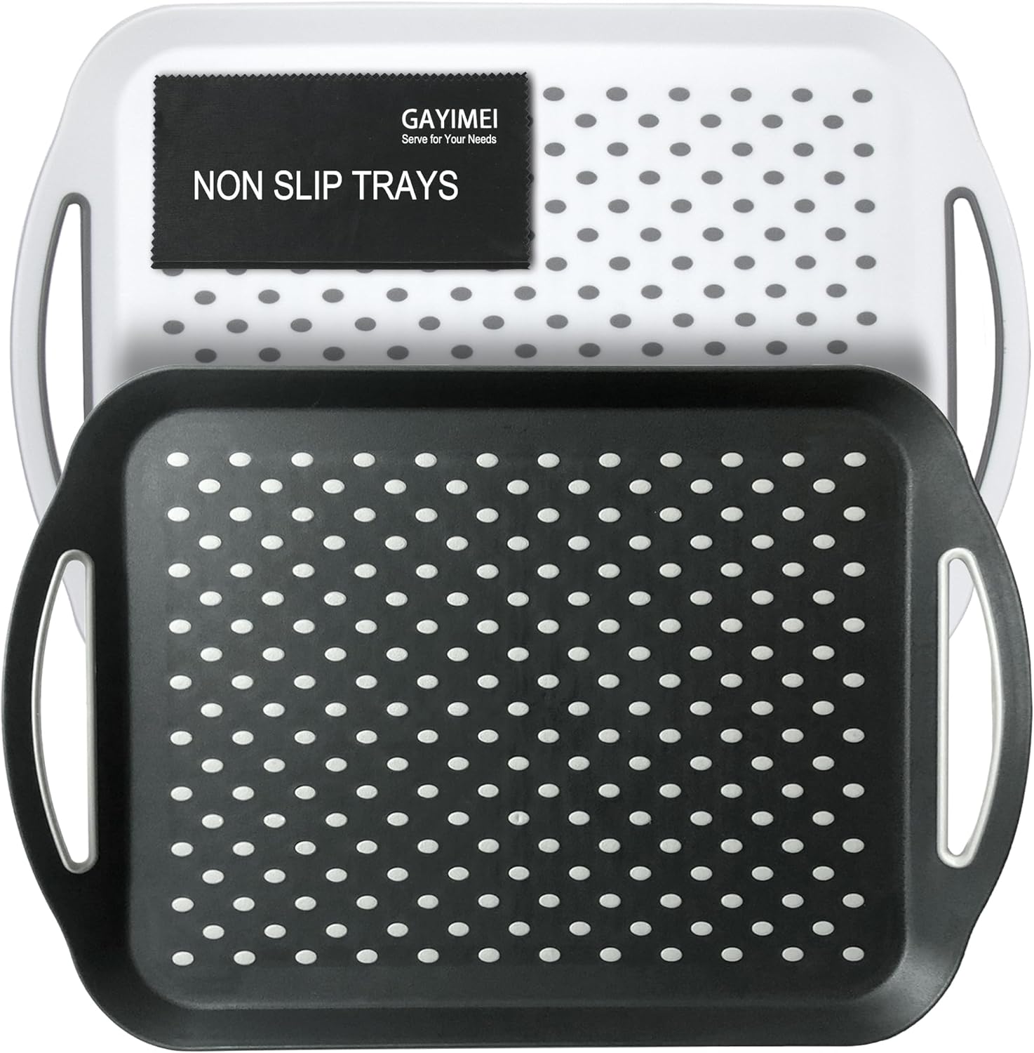 Large Anti-Slip Serving Tray Set for Easy Dining and Snacks