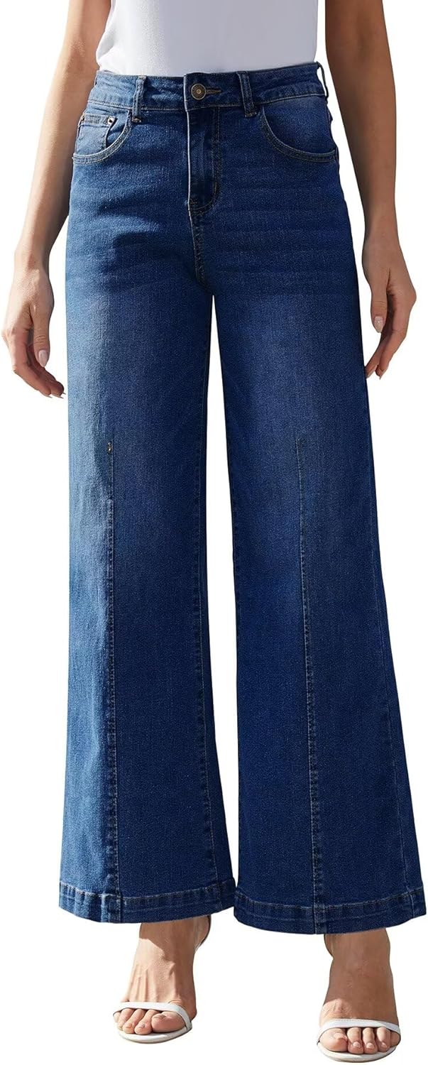 Wide Leg Jeans for Women - High Waisted Baggy Denim Pants