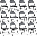 DUMOS 12 Pack Leather Padded Folding Chair - Comfortable Commercial