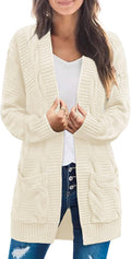 Long Sleeve Cable Knit Cardigan Sweater - Cozy Layering Cardigan