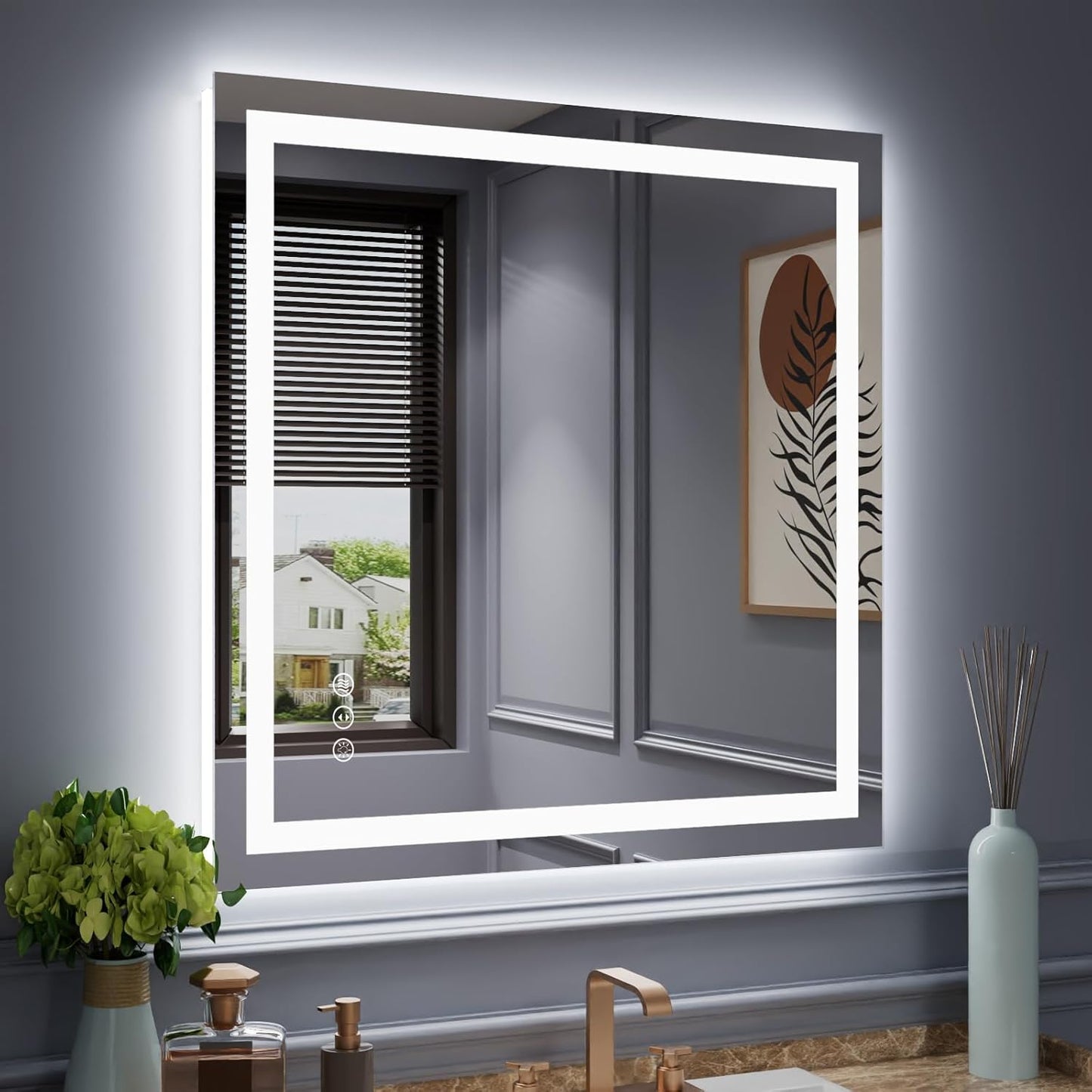 Amorho LED Mirror for Bathroom: Bright, Dimmable & Safe