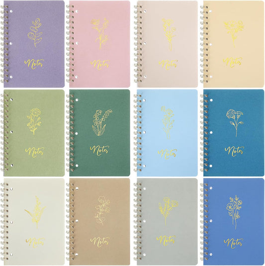 Bulk Aesthetic Spiral Notebooks - 12 Designs, 100 Pages - Morandi Colors - Ideal Gift Set