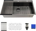 33 in Black Kitchen Sink Drop In 33x19 Matte Black - Durable 16G