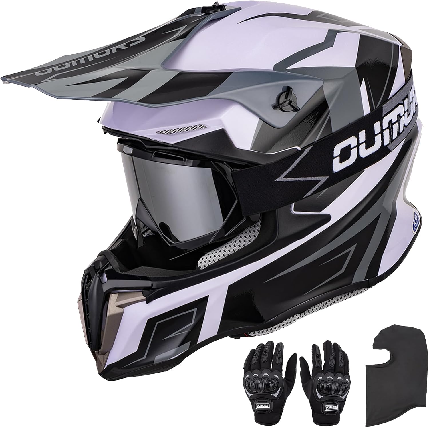 Adult ATV Dirt Bike Helmet with Goggles, Gloves & Mask Set